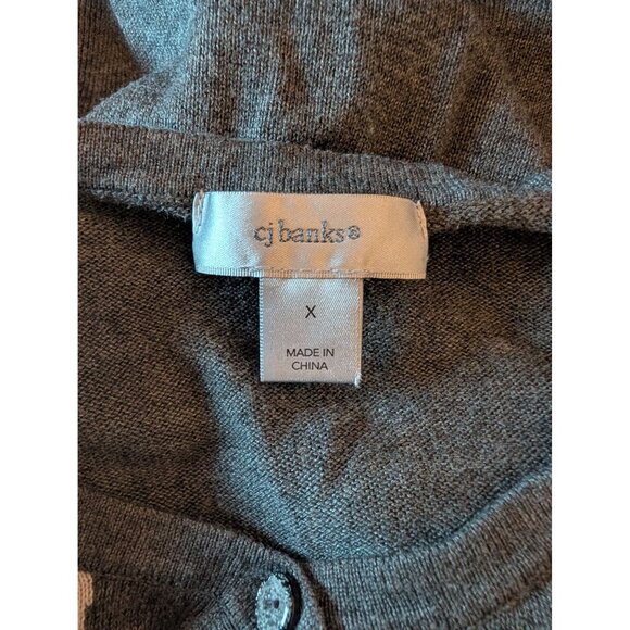 Cardinal-Themed Gray Cardigan Sweater With Button Front & Birch Tree Design - Picture 4 of 5